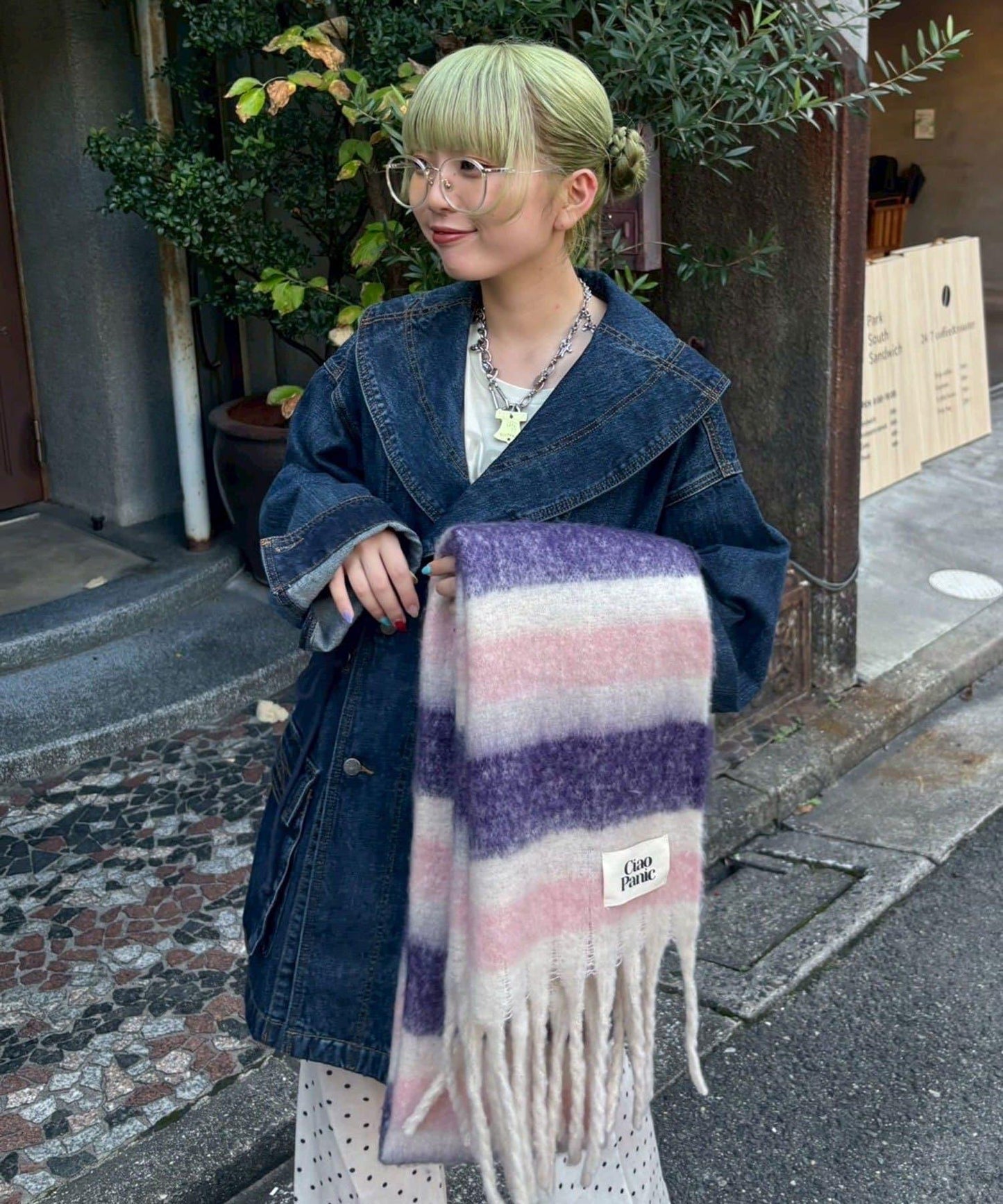 拼色流蘇加厚圍巾