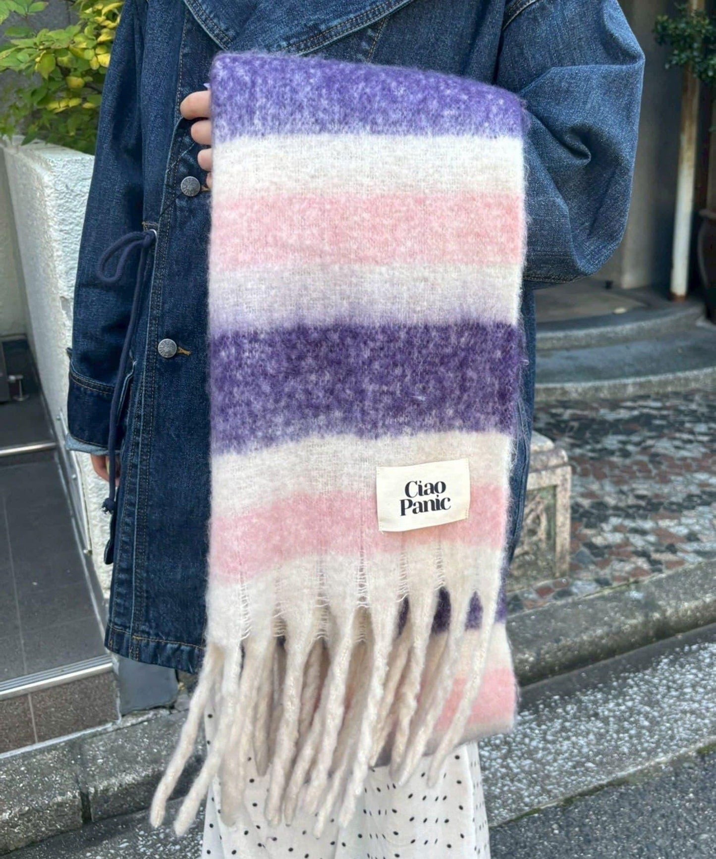 拼色流蘇加厚圍巾