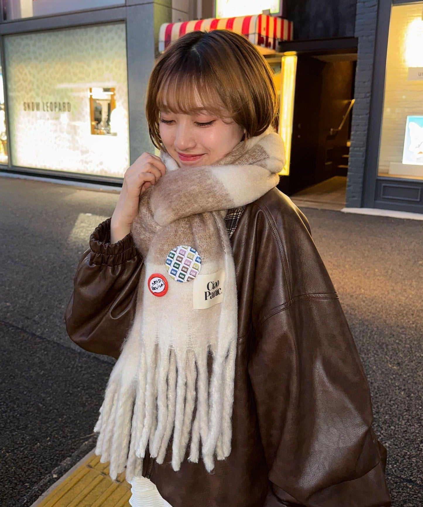 拼色流蘇加厚圍巾