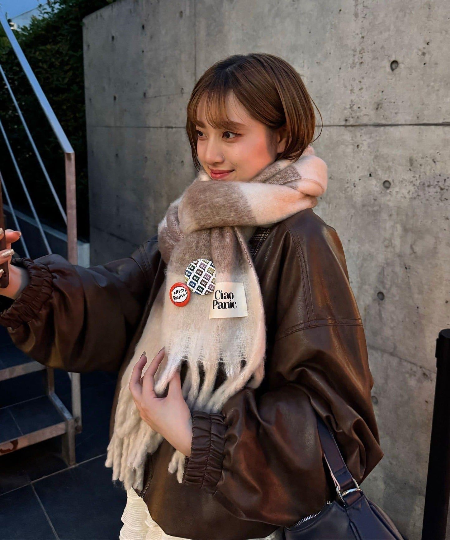 拼色流蘇加厚圍巾