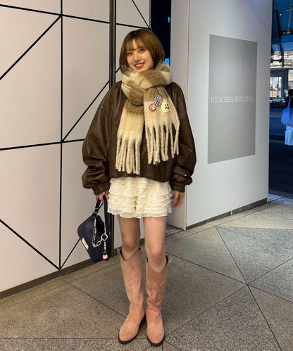 拼色流蘇加厚圍巾