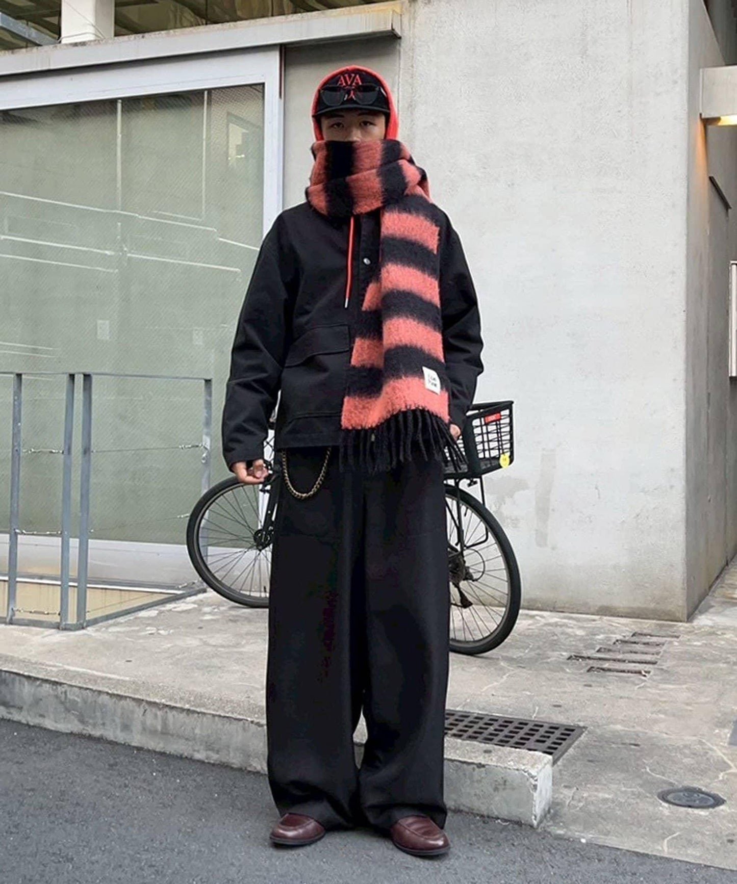 拼色流蘇加厚圍巾