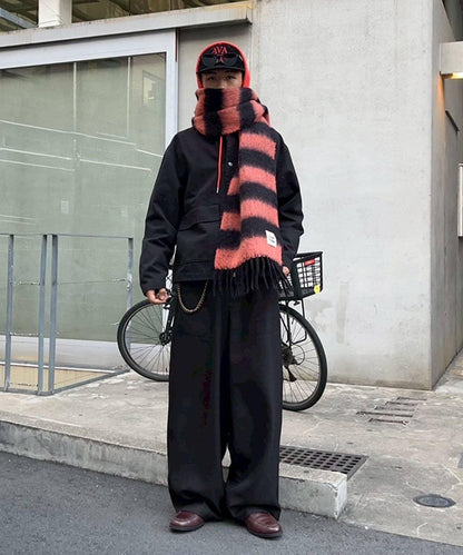 拼色流蘇加厚圍巾