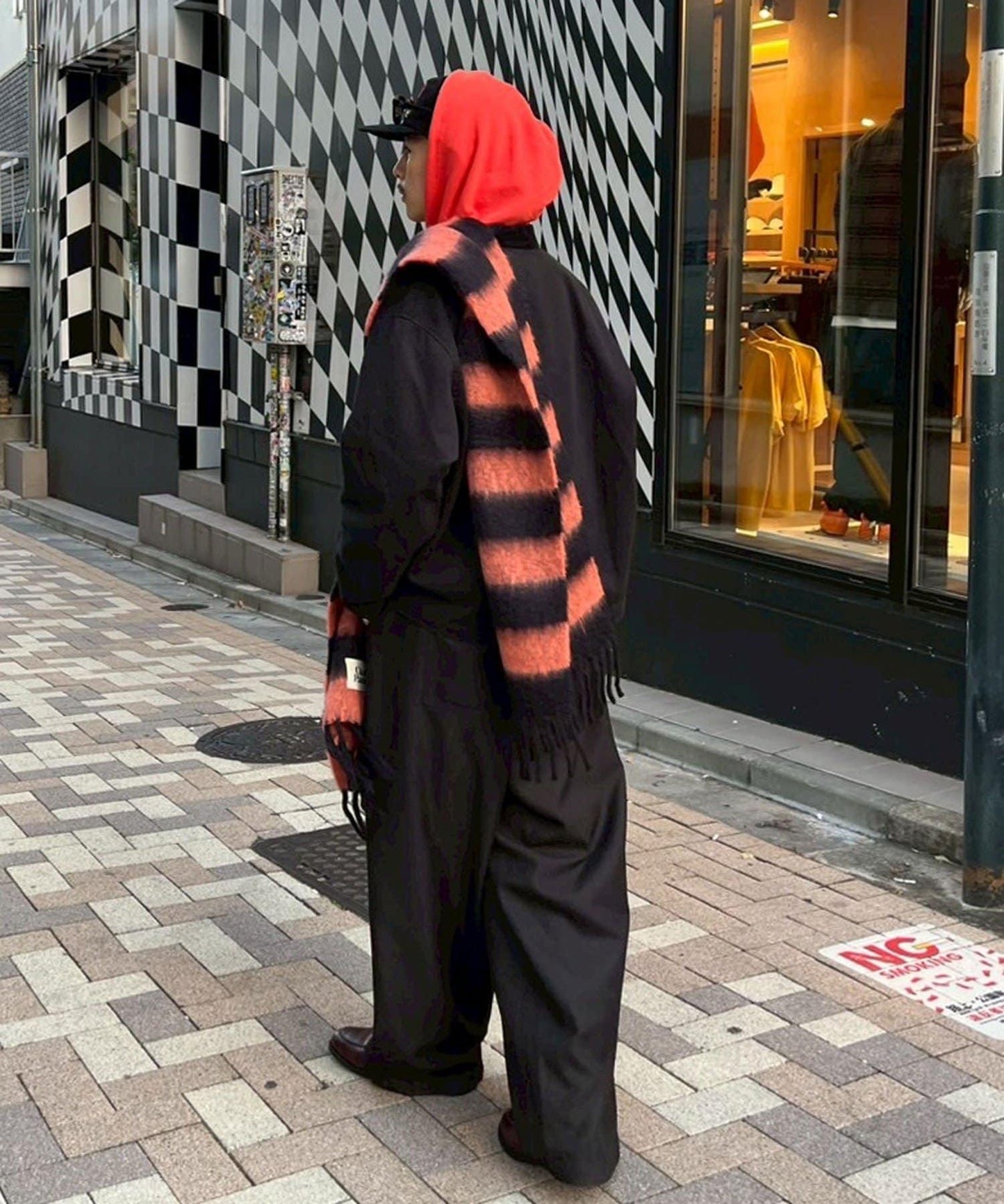 拼色流蘇加厚圍巾