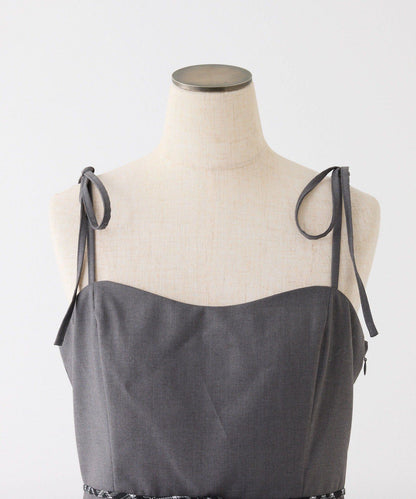 肩帶蝴蝶結連衣裙