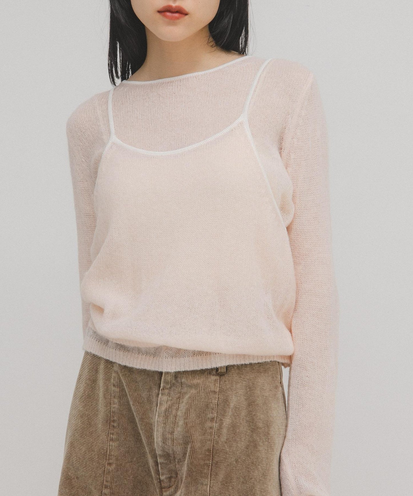 拼色吊帶疊穿針織衫