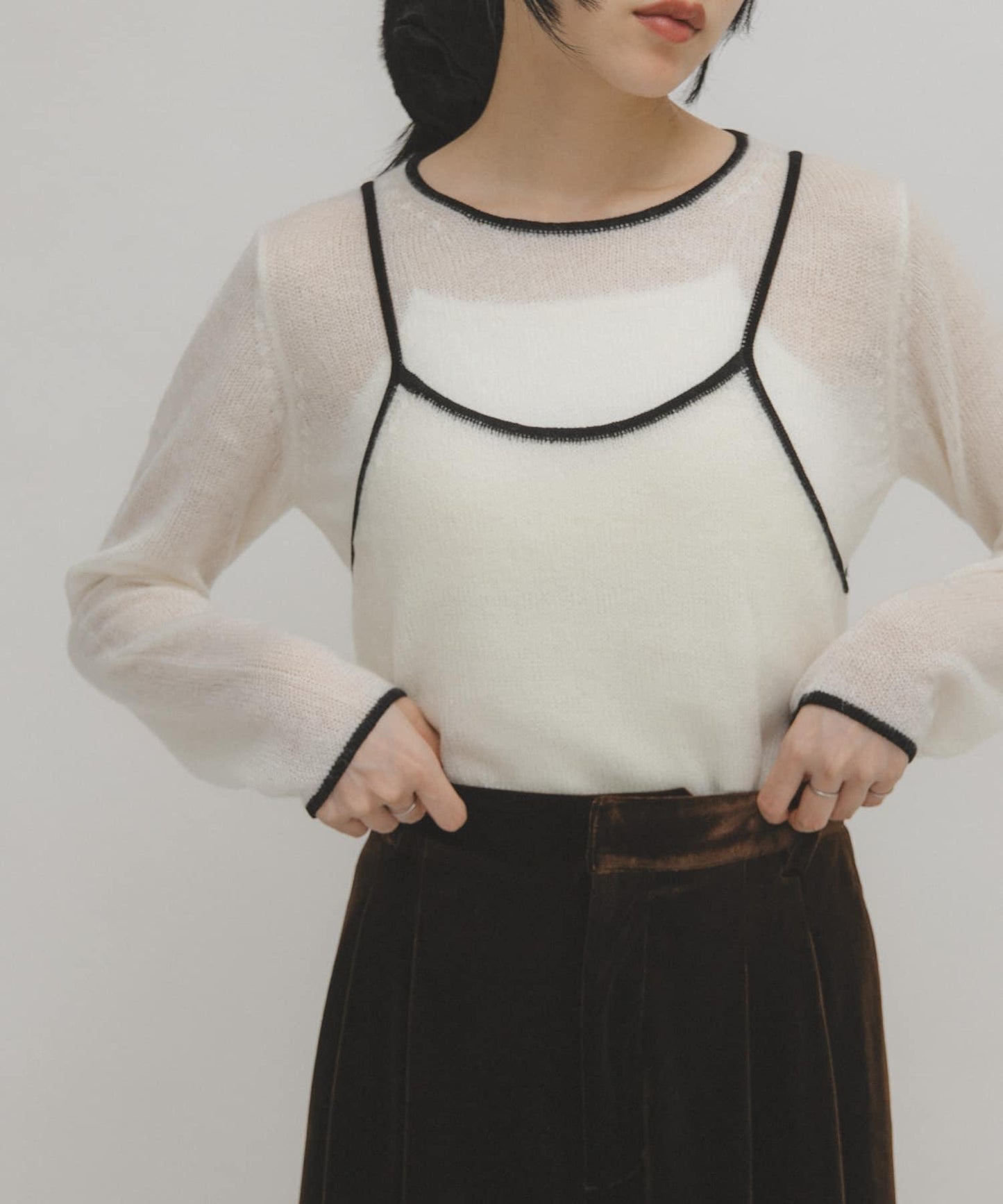 拼色吊帶疊穿針織衫