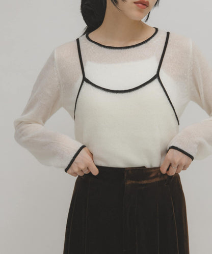 拼色吊帶疊穿針織衫