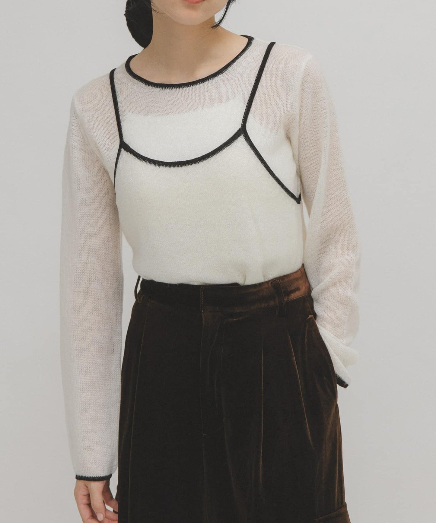 拼色吊帶疊穿針織衫