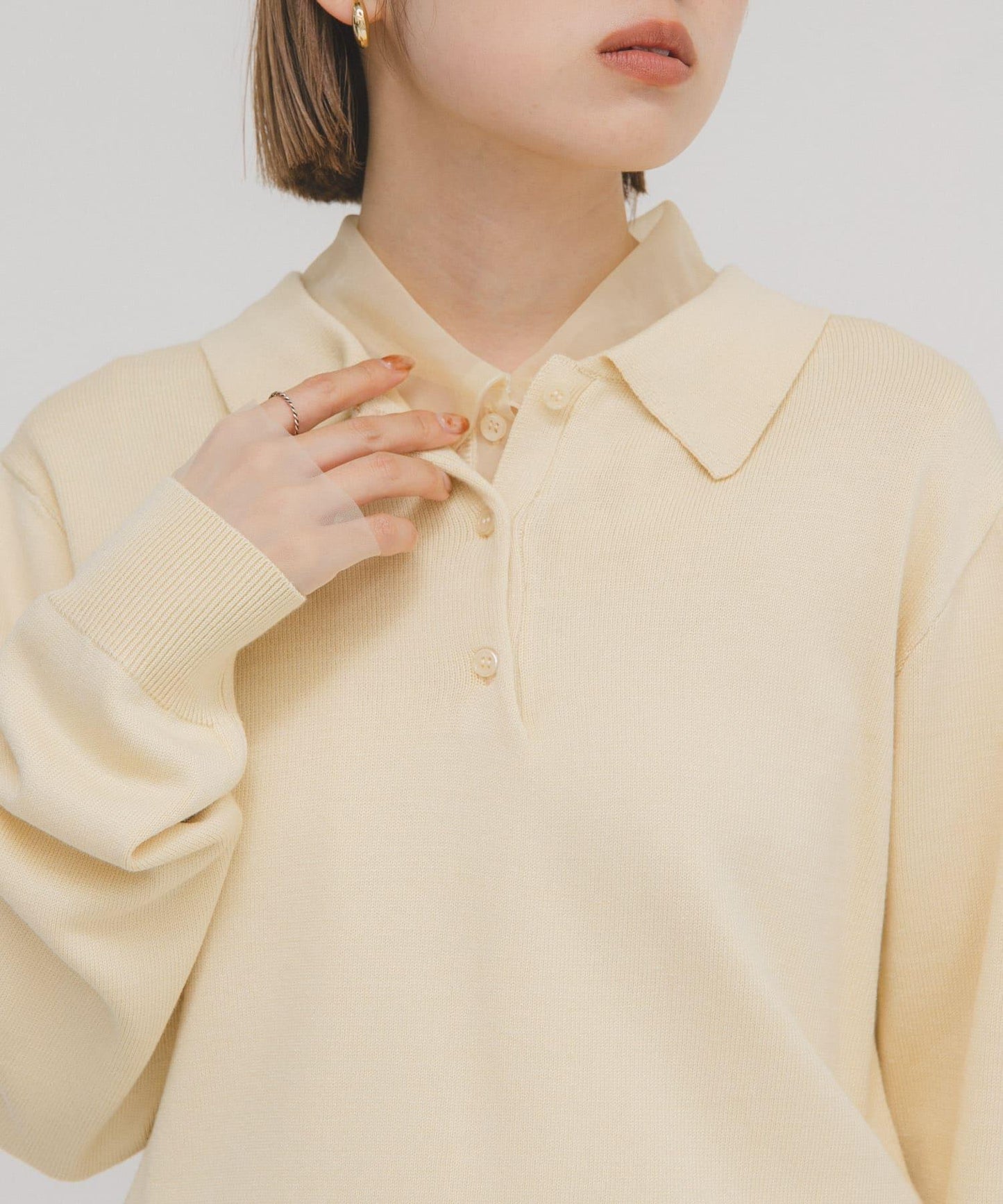 網紗拼接針織襯衫