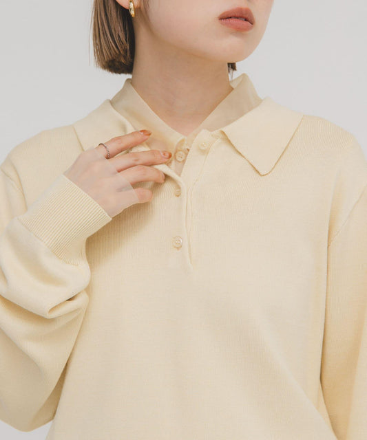 網紗拼接針織襯衫