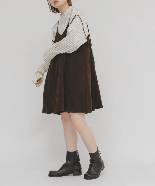 針織羅紋迷你吊帶連衣裙