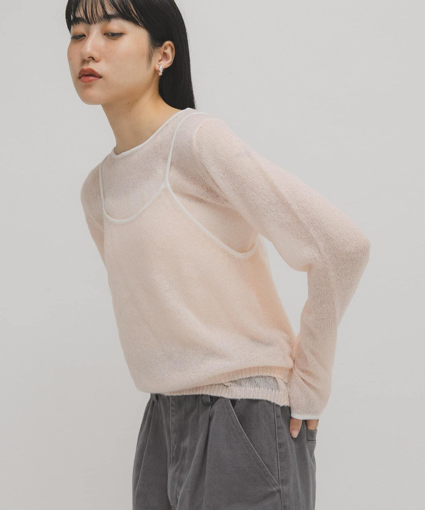 拼色吊帶疊穿針織衫