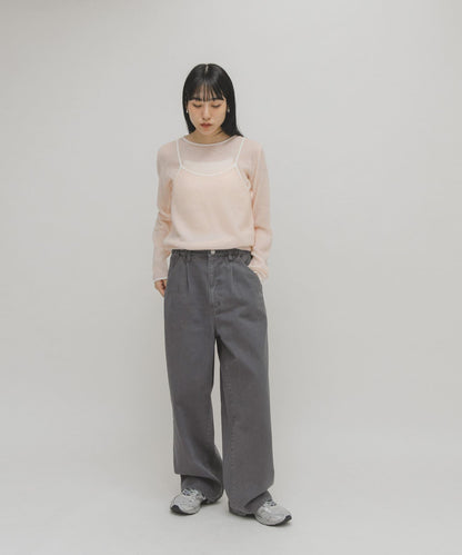 拼色吊帶疊穿針織衫