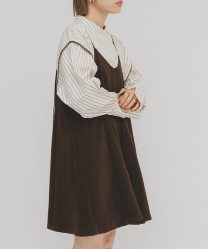 針織羅紋迷你吊帶連衣裙