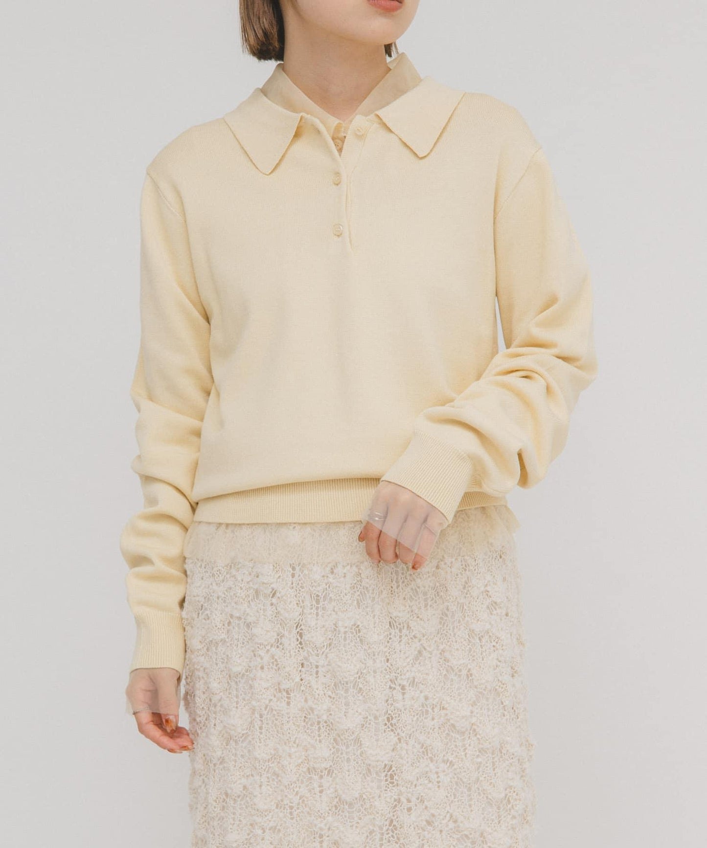 網紗拼接針織襯衫