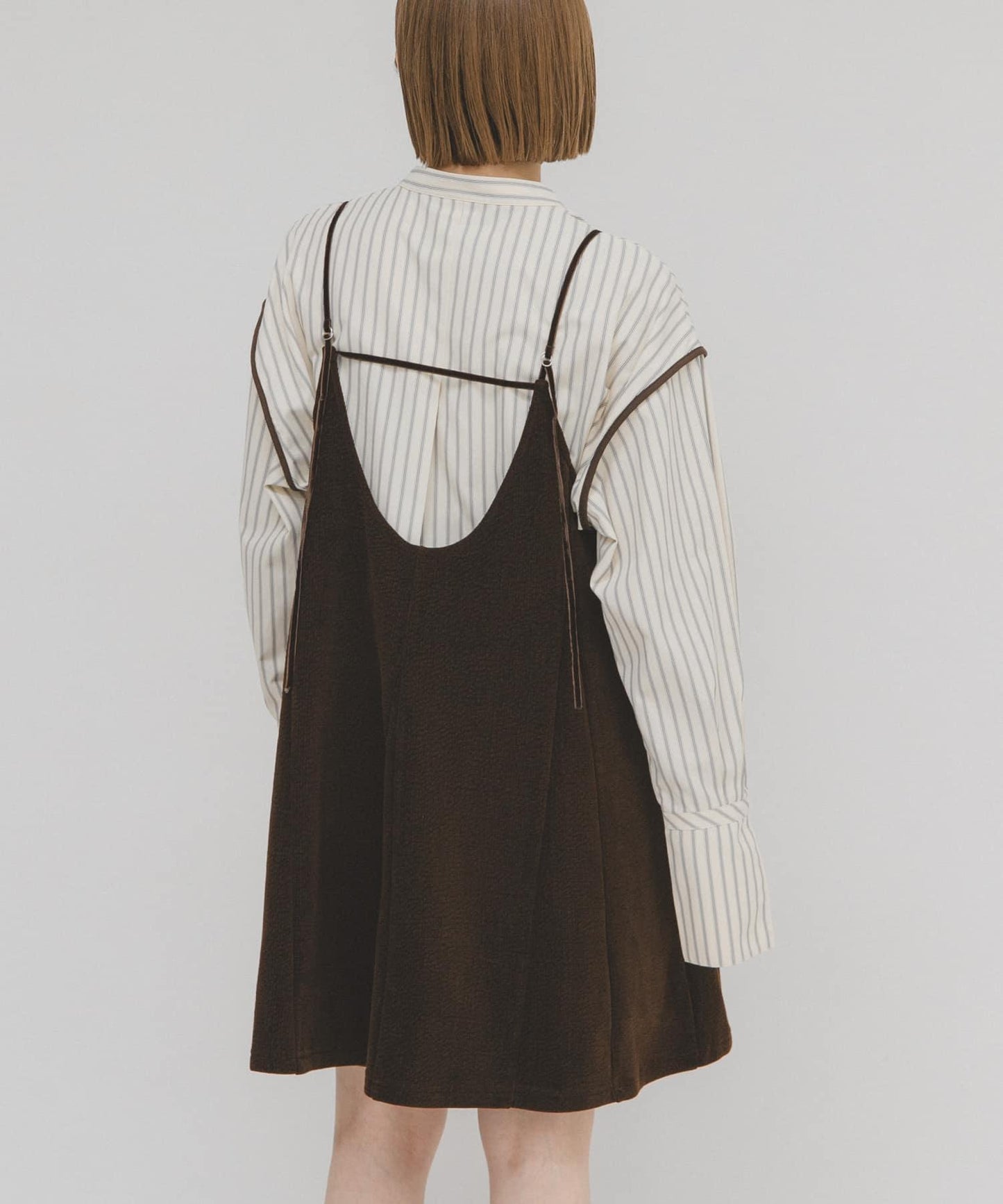 針織羅紋迷你吊帶連衣裙