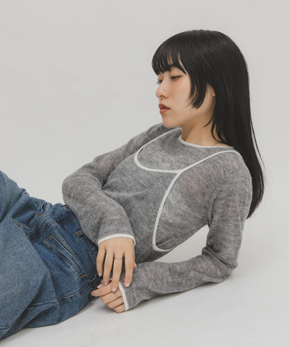 拼色吊帶疊穿針織衫