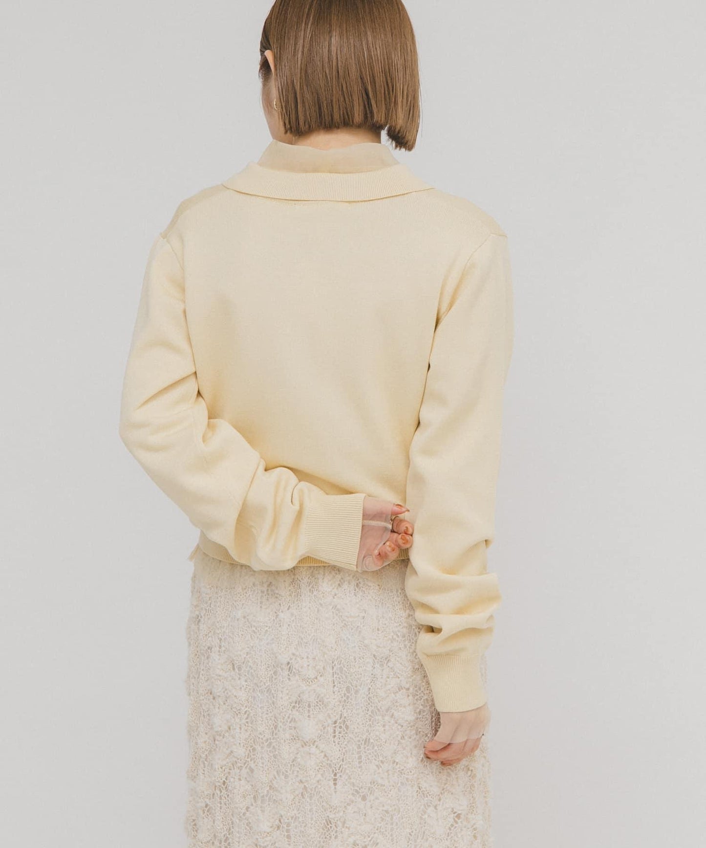 網紗拼接針織襯衫