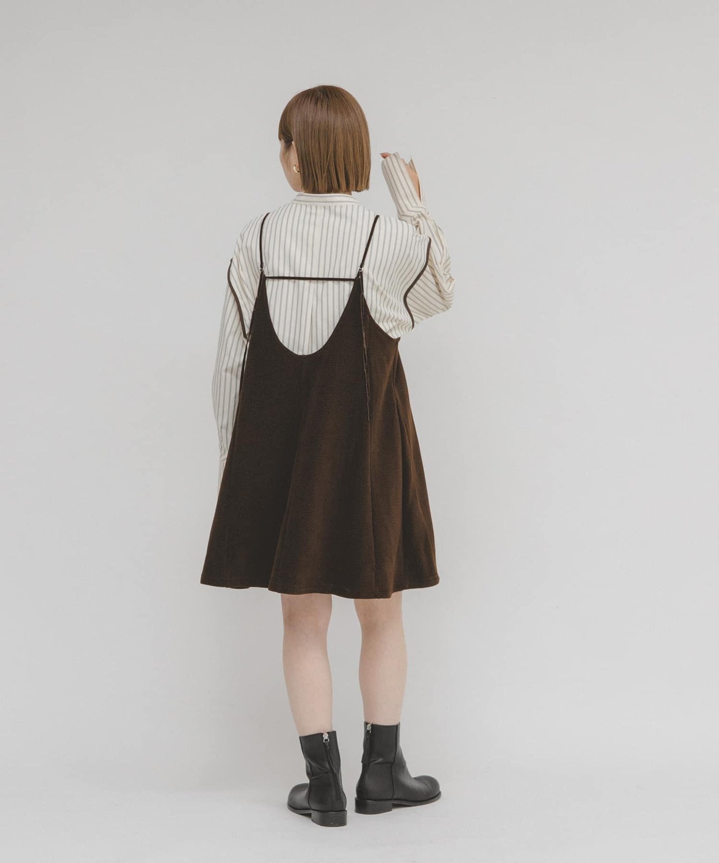 針織羅紋迷你吊帶連衣裙