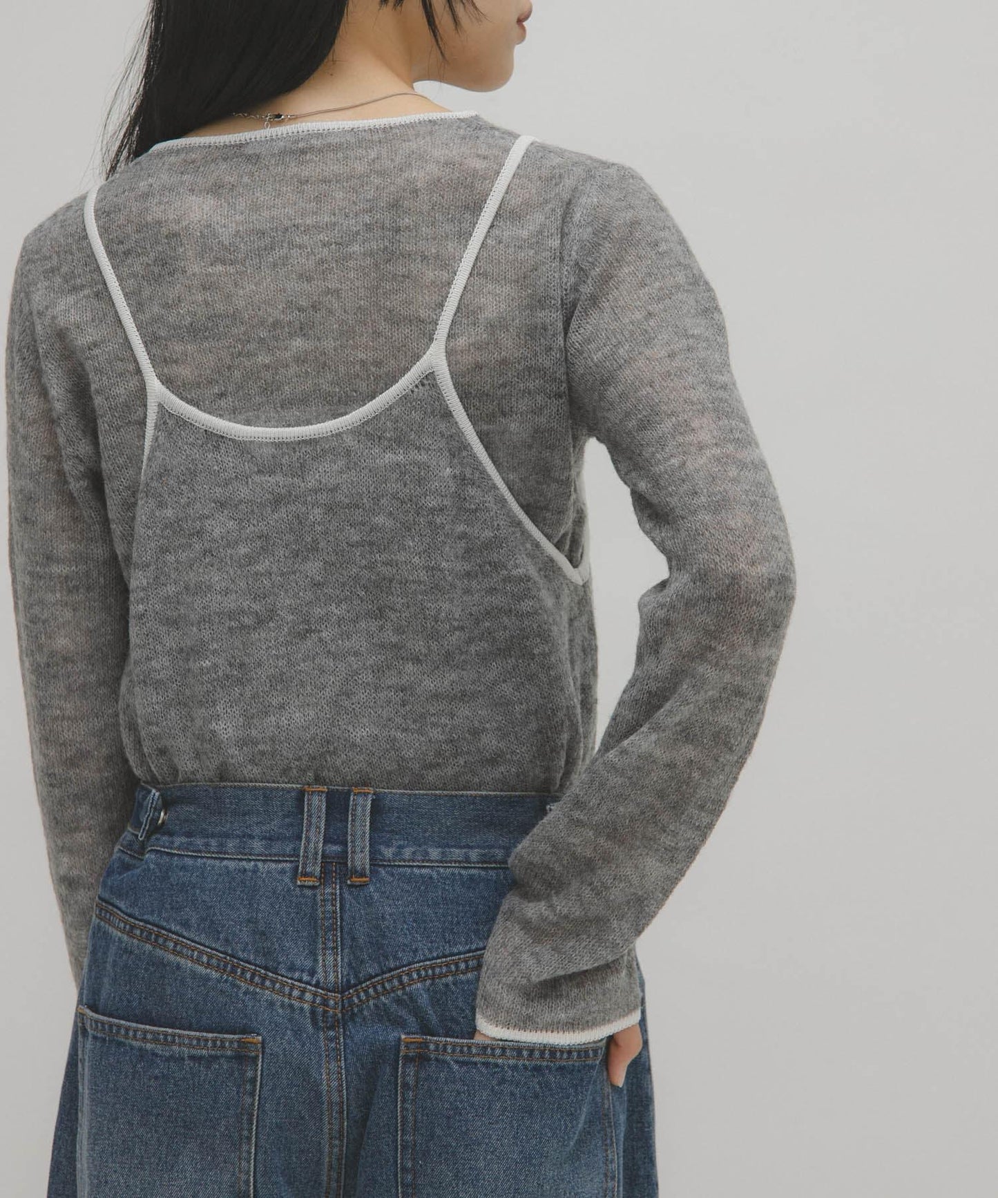 拼色吊帶疊穿針織衫