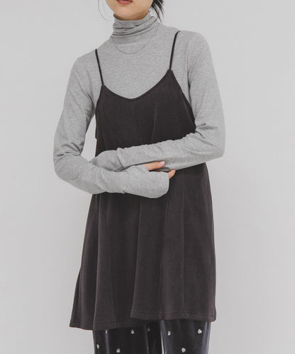 針織羅紋迷你吊帶連衣裙