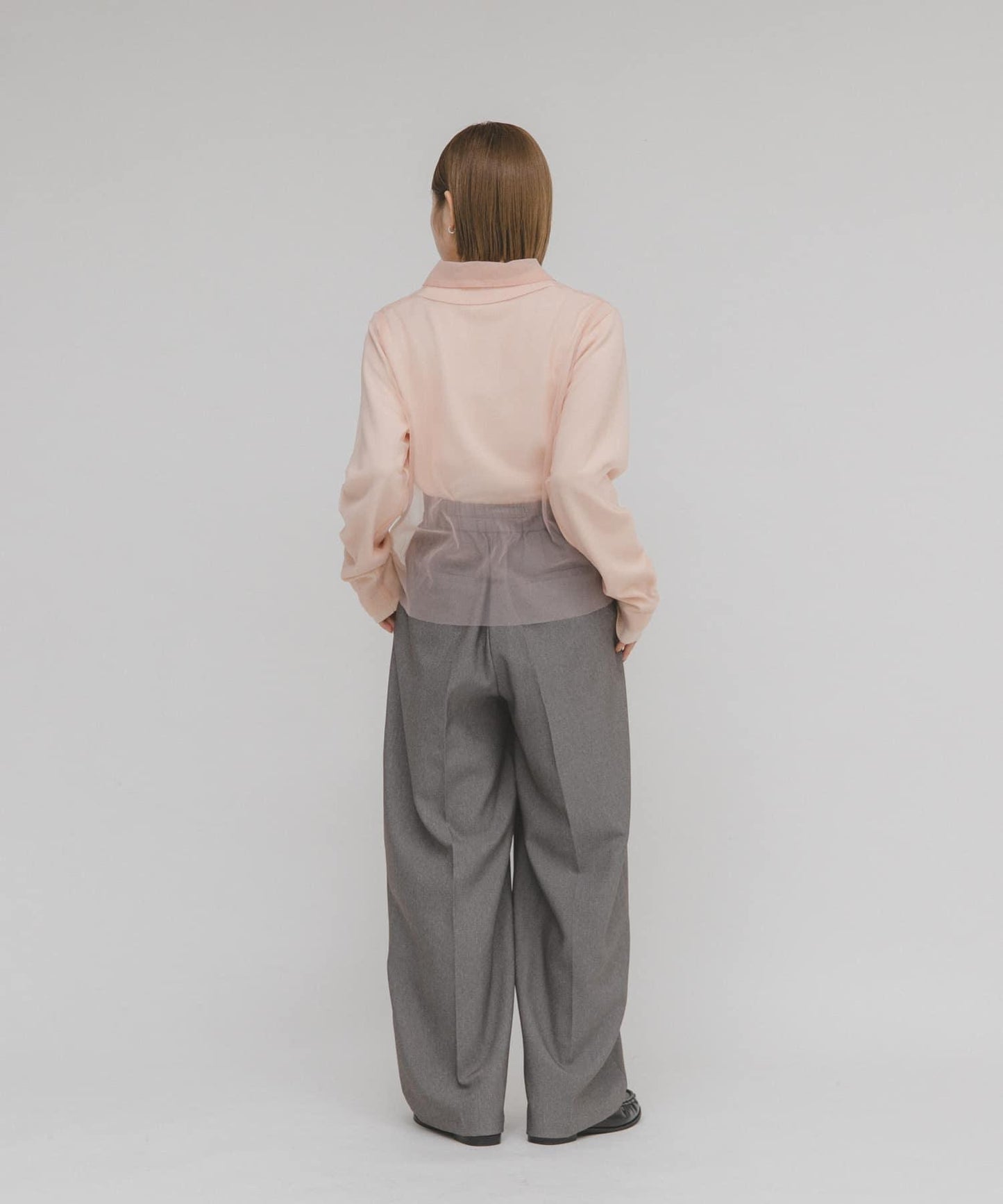 網紗拼接針織襯衫