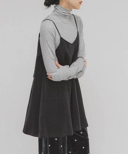 針織羅紋迷你吊帶連衣裙