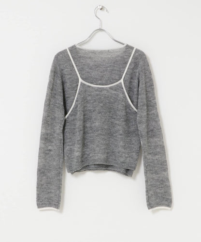 拼色吊帶疊穿針織衫