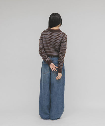 網紗拼接針織襯衫