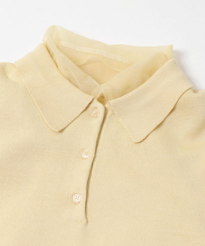 網紗拼接針織襯衫