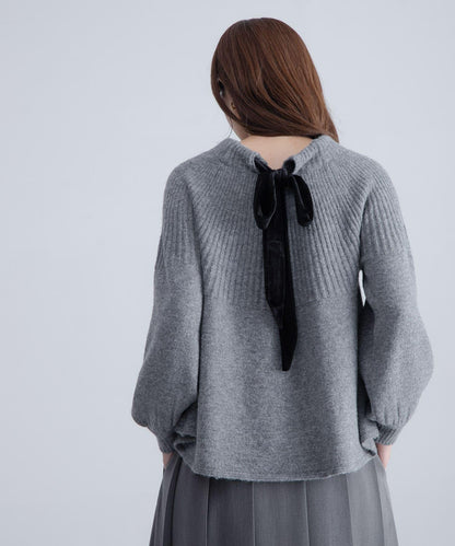 後背蝴蝶結柔軟針織衫