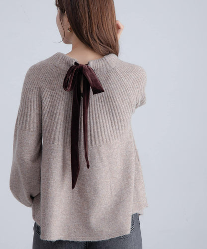 後背蝴蝶結柔軟針織衫