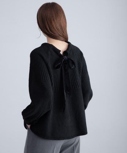 後背蝴蝶結柔軟針織衫