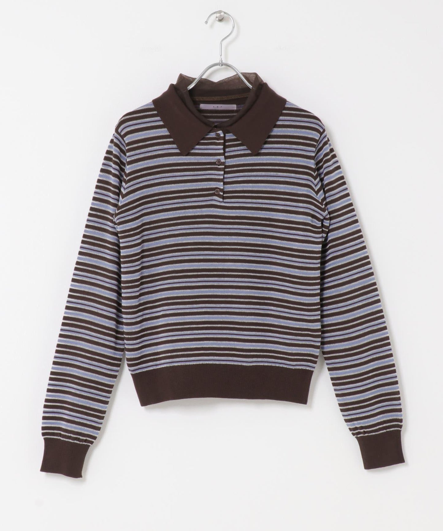 網紗拼接針織襯衫