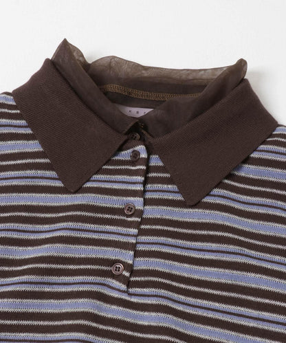 網紗拼接針織襯衫