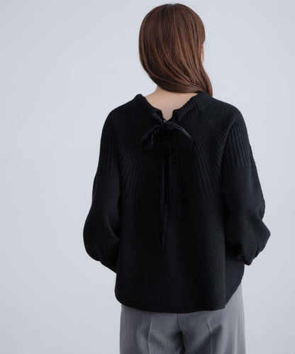 後背蝴蝶結柔軟針織衫