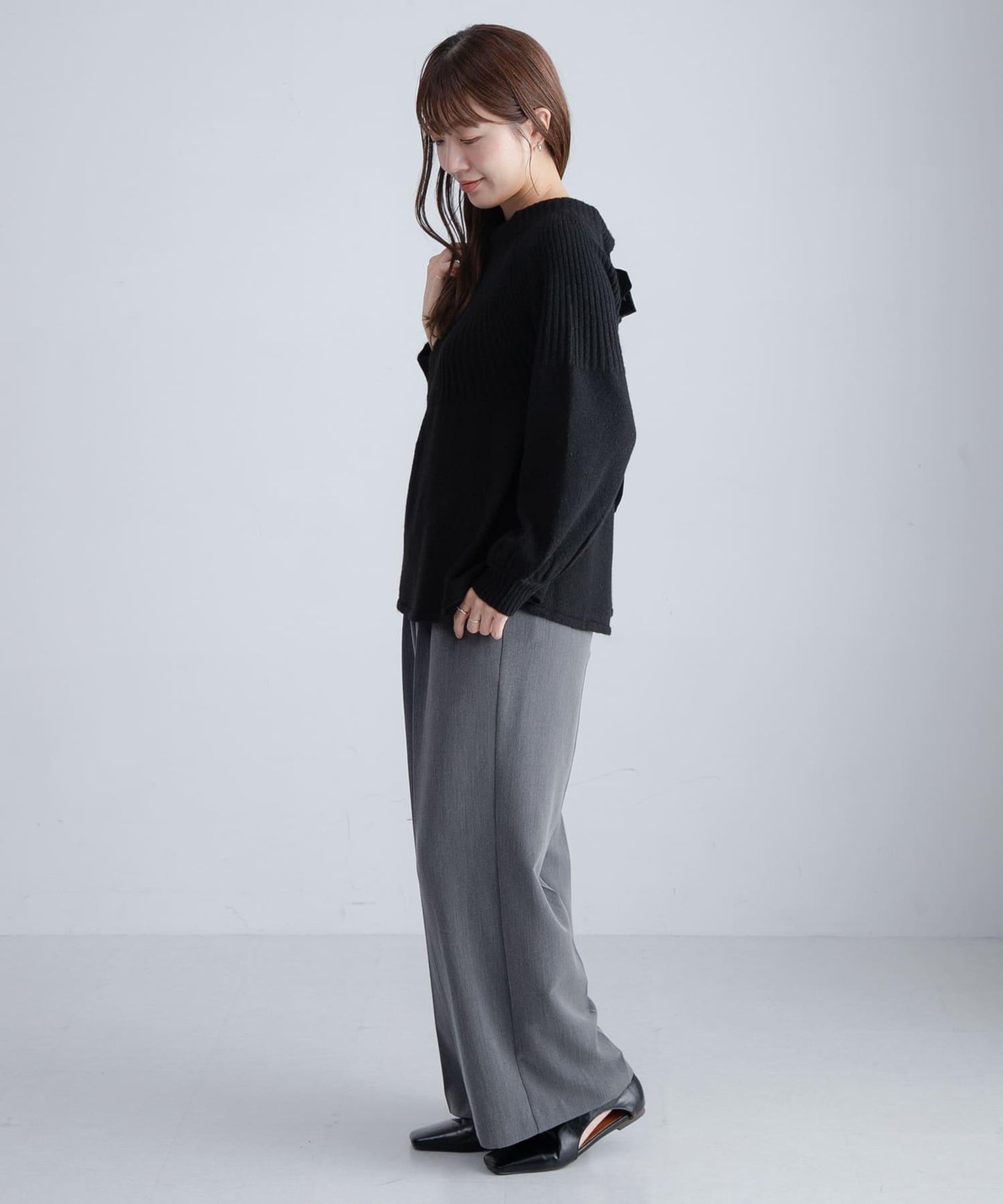 後背蝴蝶結柔軟針織衫