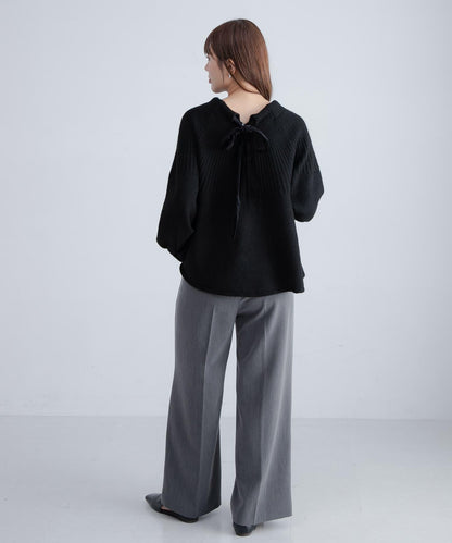 後背蝴蝶結柔軟針織衫