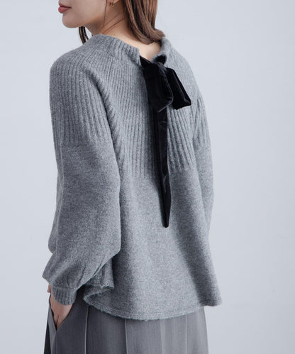 後背蝴蝶結柔軟針織衫