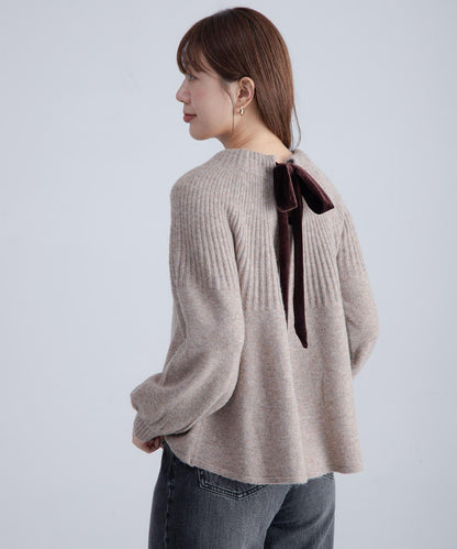 後背蝴蝶結柔軟針織衫