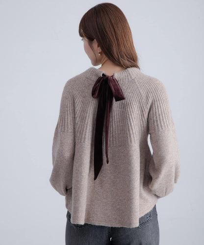 後背蝴蝶結柔軟針織衫