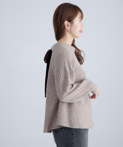 後背蝴蝶結柔軟針織衫