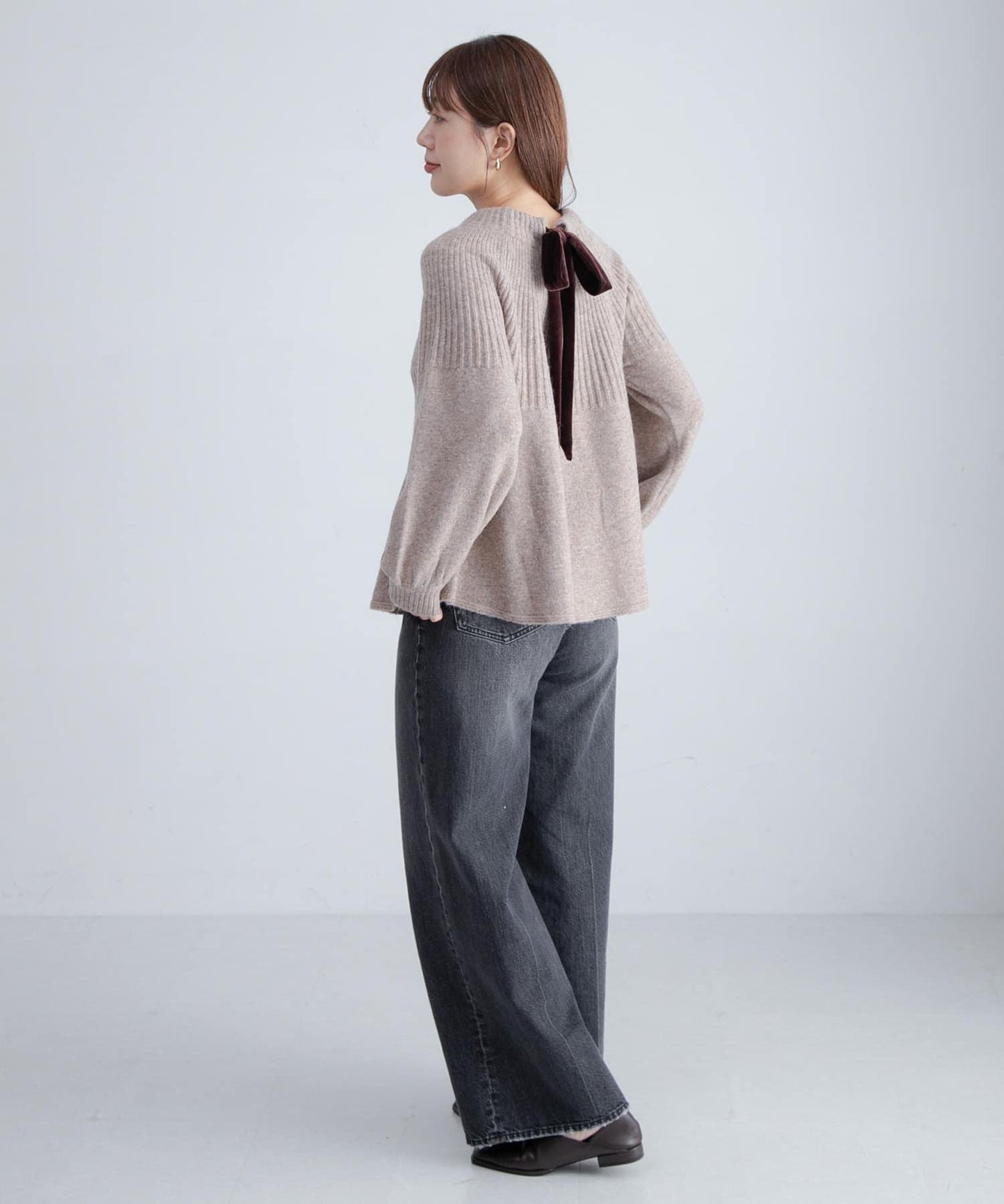 後背蝴蝶結柔軟針織衫