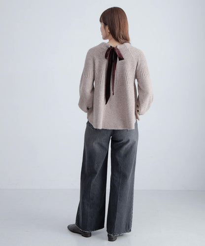 後背蝴蝶結柔軟針織衫