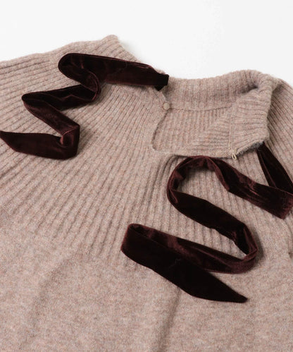 後背蝴蝶結柔軟針織衫