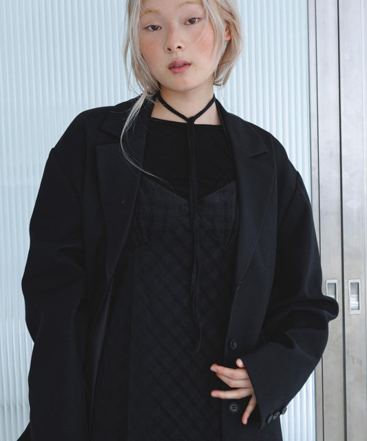 格紋燈芯絨吊帶連衣裙