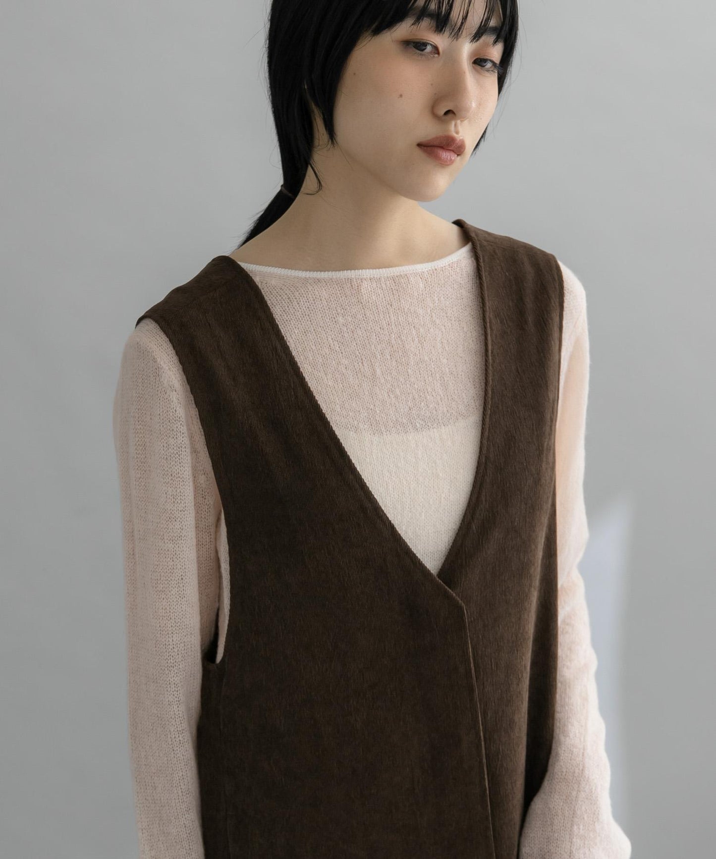 燈芯絨吊帶連衣裙