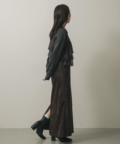 雙拉鍊荷葉邊針織開衫