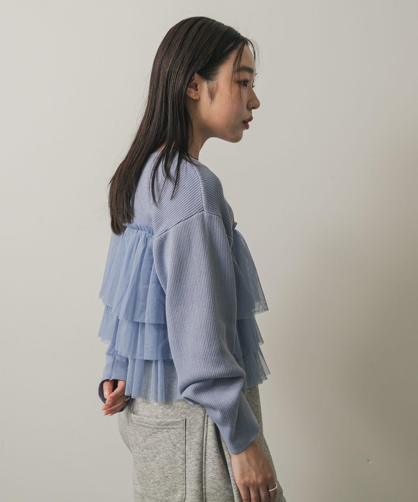 雙拉鍊荷葉邊針織開衫